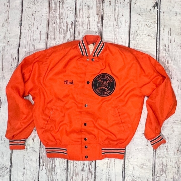 Vintage 70s West Lebanon Draft League 19870s Button Up Baseball Bomber Jacket - Picture 1 of 7